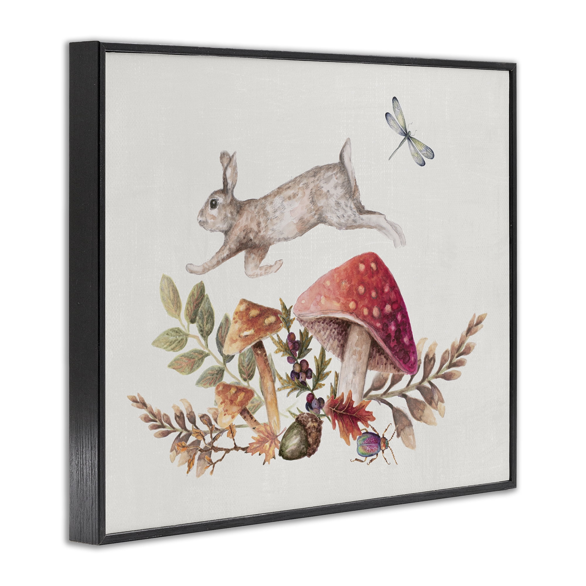 Stupell Industries Rustic Botanicals & Hare Botanical & Floral Painting Black Framed Art Print Wall Art, 14 x 11