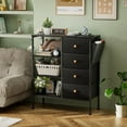 thumbnail image 2 of MIDOQIN Nightstand with Charging Station and LED Lights, Bedside Table with 3-Tier Shelf Modern 4 Drawers Dressers End Table with Wooden Top, 2 of 7