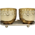 thumbnail image 4 of CosmoLiving by Cosmopolitan 2 Holder Gold Metal Jasmine Scented Cutout Spotted 7 oz 1 Wick Candle with White Wax, (Set of 2), 4 of 8