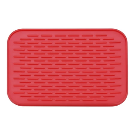 

Unique Bargains Silicone Dish Drying Mat Under Sink Drain Pad Red