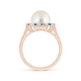 thumbnail image 2 of Angara South Sea Cultured Pearl and Blue Diamond Ring in 14K Rose Gold for Women | June Birthstone Jewelry for Her, 2 of 8