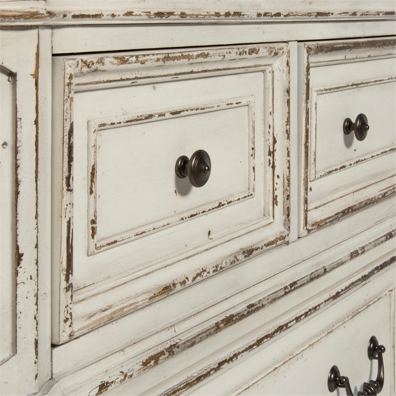 2 Piece Bedroom Set With King Bed And Mirror Dresser In Antique White Walmart Com Walmart Com