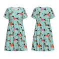 thumbnail image 3 of Bixox Robe d'Été à Manches Courtes pour Femmes Robe Ample Longueur Genou avec Poches-Noël Teckel, 3 of 7