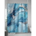 thumbnail image 5 of Fsddascl Blue Grey Marble Shower Curtain Set - 36" x 78" Washable Bathtub Curtain with 12 Hooks, Modern Geometric Textured Waterproof Fabric Stall Shower Curtains for Bathroom/Bathtub Décor, 5 of 6