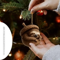 Forest Animal Christmas Ornaments Set Sleeping Fox Bear Owl Bunny Hedgehog Mushroom House Decor for Tree Home Holiday(C)