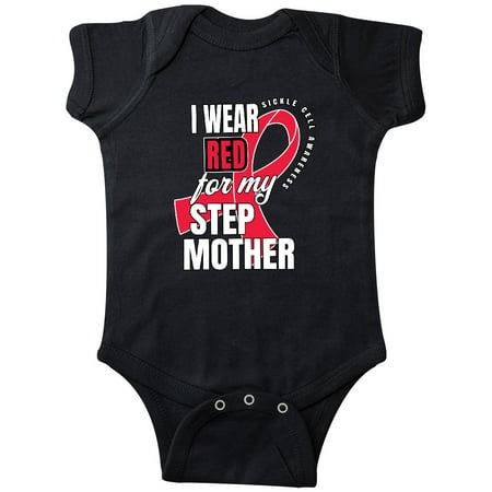 

Inktastic Sickle Cell Awareness I Wear Red For My Step Mother Gift Baby Boy or Baby Girl Bodysuit
