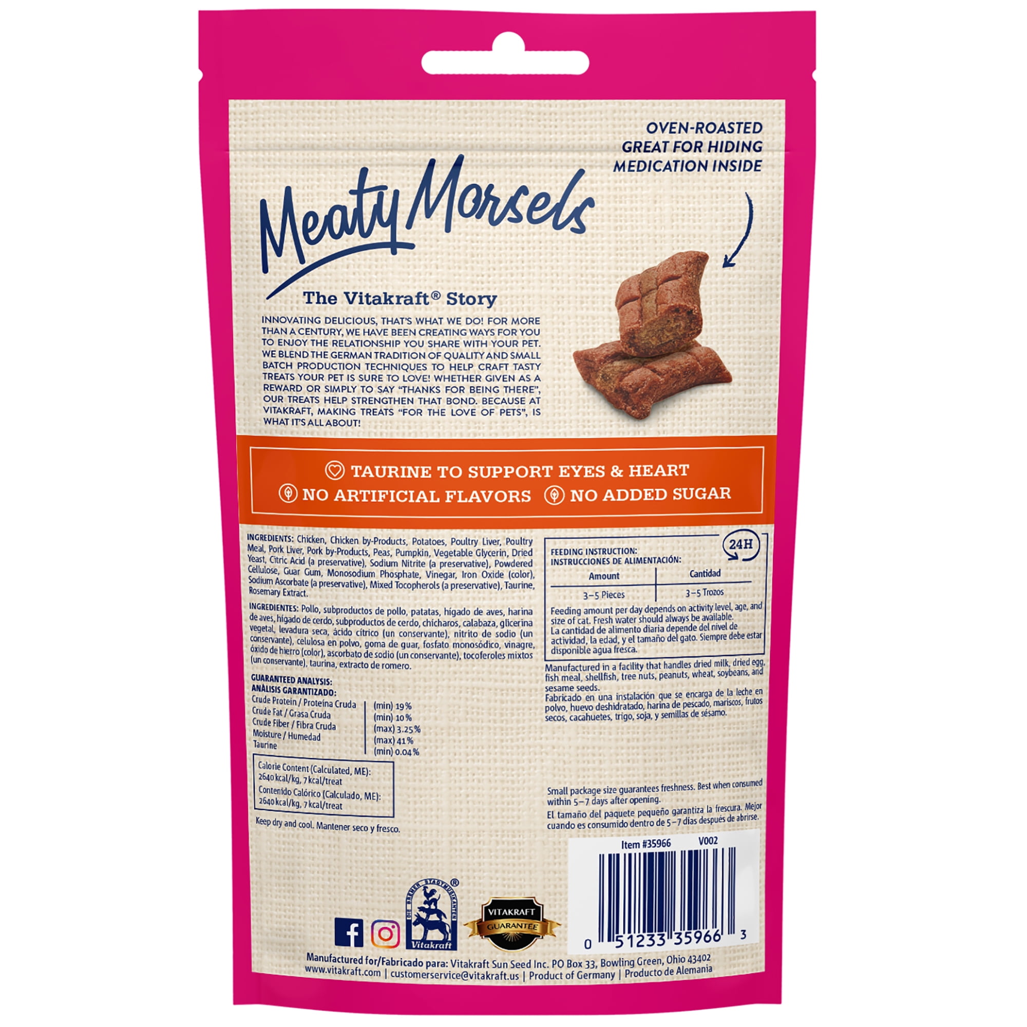 Vitakraft Meaty Morsels, Soft Cat Treats, Chicken with Pumpkin, 4 Count Multi-Pack