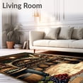 thumbnail image 2 of ODIKA 5'x7' Machine Washable Non-Slip Area Rug, Half Moon With Vintage Wine Cellar And Glasses Decorative Motif High Traffic Rug, Brown, 68893, 2 of 7