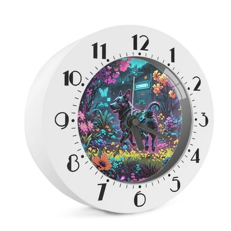 RuiJiao AI Painting Custom Photo Alarm Clock, Silent Non-Ticking Bedside Clock with Modern Geometric Design, Personalized Gift