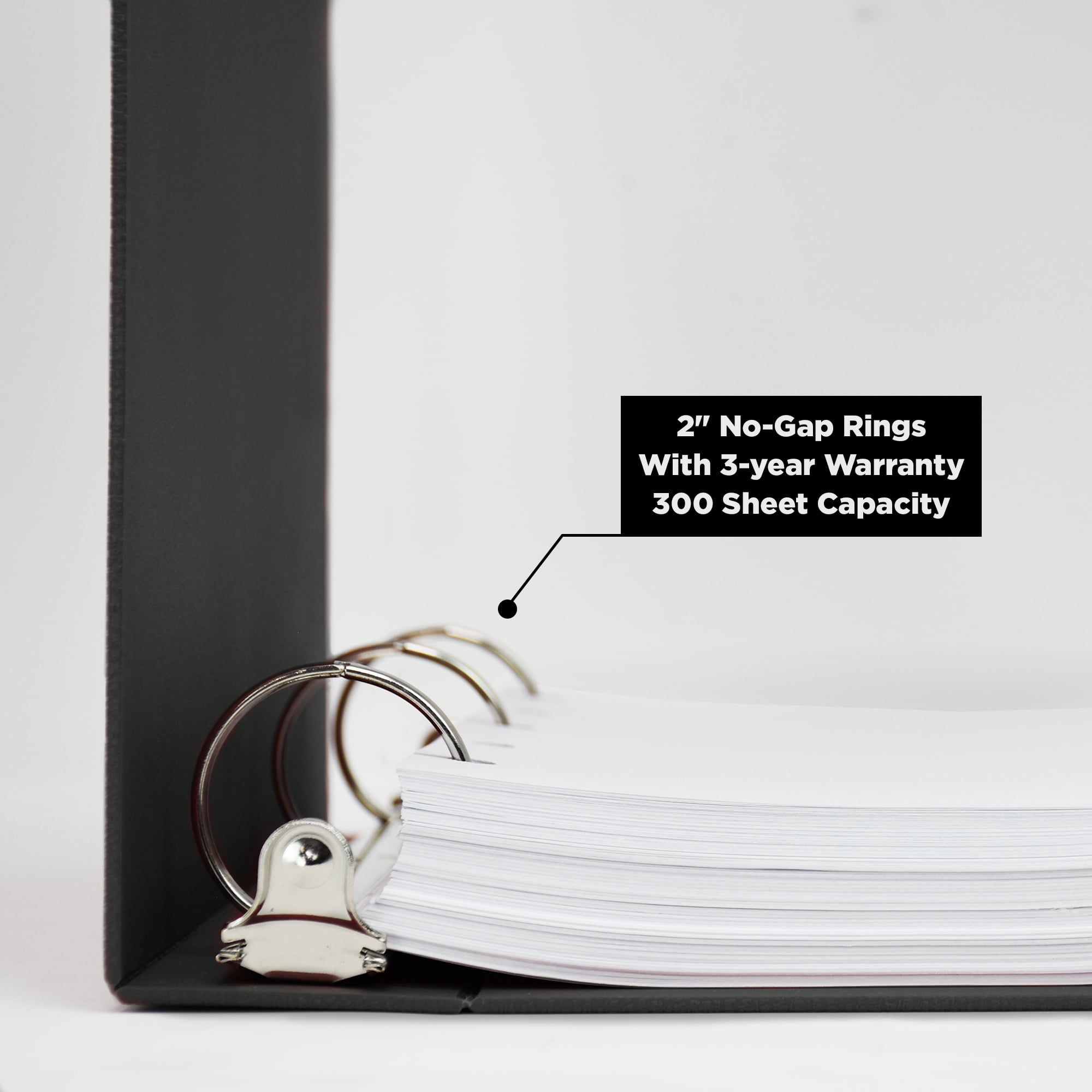 Carstens 2-Inch Heavy Duty 3-Ring Binder - Side Opening, Black