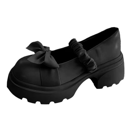 Mepaouo Women s Mary Janes Shoes Platform Bow Stretch Slip on Loafers Wedding Party Dress Pumps Shoes