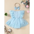 thumbnail image 3 of Bagilaanoe Newborn Baby Girl Summer Rompers Dress Flower Fly Sleeve Bodysuits + Headband 3M 6M 9M 12M 18M Infant Lace Patchwork A-line Dresses, 3 of 8