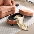 thumbnail image 3 of litvz Oval Ottoman Coffee Table with Storage, Modern Chenille Fabric Small Foot Rest for Chair, 3-in-1 Multi-Functional Storage Ottoman with Tray Lid for Living Room, 3 of 9