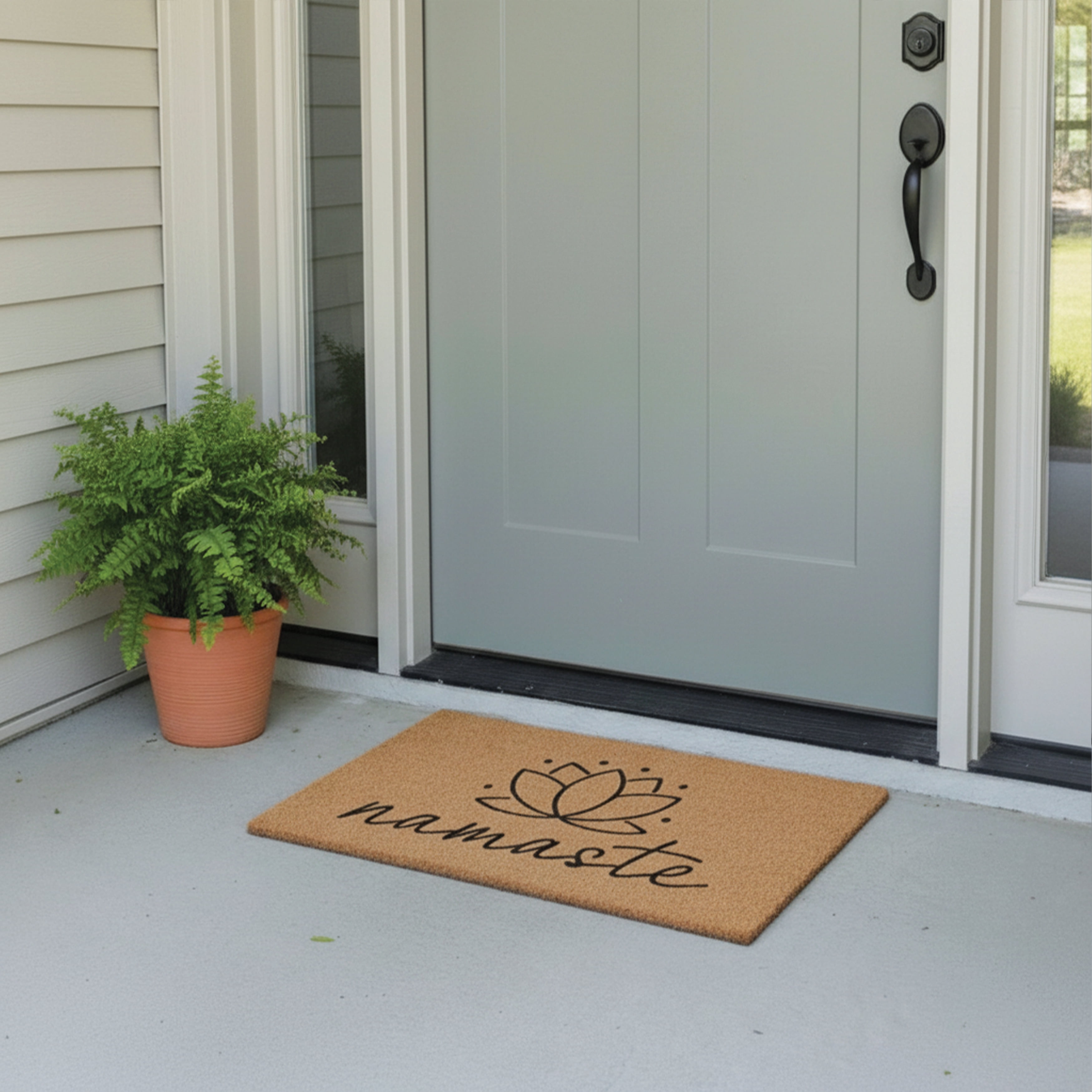 Namaste Aura Lotus Non Slip Vinyl Backing, Front Door Mat, Entryway Door Mat, 24"x36"