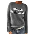 thumbnail image 1 of Fartey Chandails d'Automne pour Femmes Classique à Manches Longues Col Ras du Cou Chandail Tricoté Chandail en Tricot Duveteux Chandails à Imprimé Mignon Chandails Chauds d'Hiver Gris P-2TG, 1 of 5