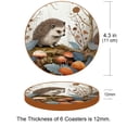thumbnail image 3 of Hedgehog 6PCS Round Microfiber Leather Car Coasters, 11x11 cm/4.3x4.3 in - Set of 6 Drink Cup Holders for Car, Durable and Absorbent., 3 of 6