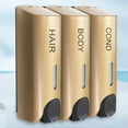 thumbnail image 4 of Triple 350ml Liquid Soap Dispensers Heat-Resistant Wall-Mount (Gold), 4 of 5