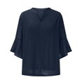 thumbnail image 4 of fatyb Women's Dressy Shirts Ruffle 3/4 Sleeve Mesh Tunic Tops Double Layers Elegant Loose Flowy Blouses, 4 of 5