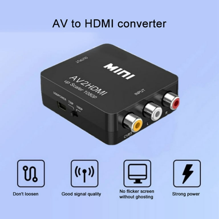 RCA to HDMI, Coolmade 1080P Mini RCA Composite CVBS AV to HDMI Video Audio  Converter Adapter Supporting PAL/NTSC with USB Charge Cable for PC Laptop