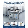 thumbnail image 4 of Stainless Steel Work Table, 30x36 Inch Commercial Food Prep Worktable with Wheels, Detachable 3-Sided Backsplash & Height-Adjustable Shelf for Kitchen Restaurant Garage, 4 of 8