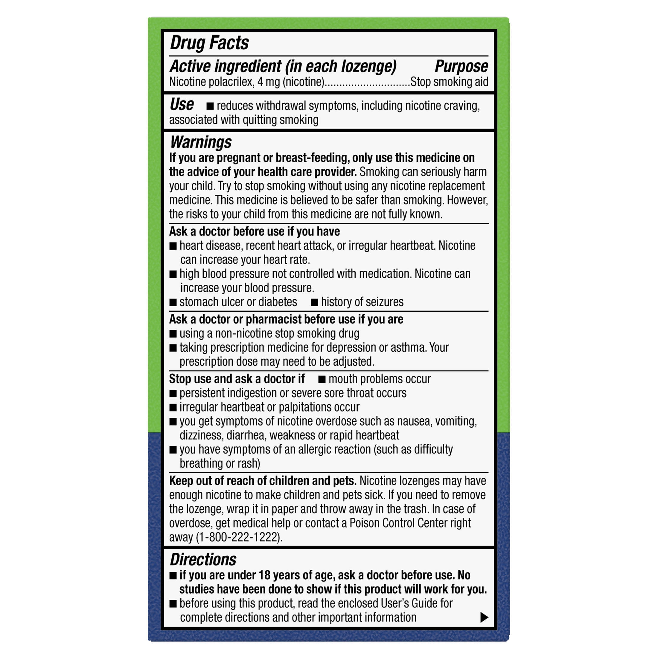 Equate Mini Nicotine Lozenge 4 mg, Stop Smoking Aid, Citrus Flavor, 108 Count