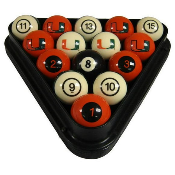 Wave7 University Of Miami Billiard Numbered Ball Set