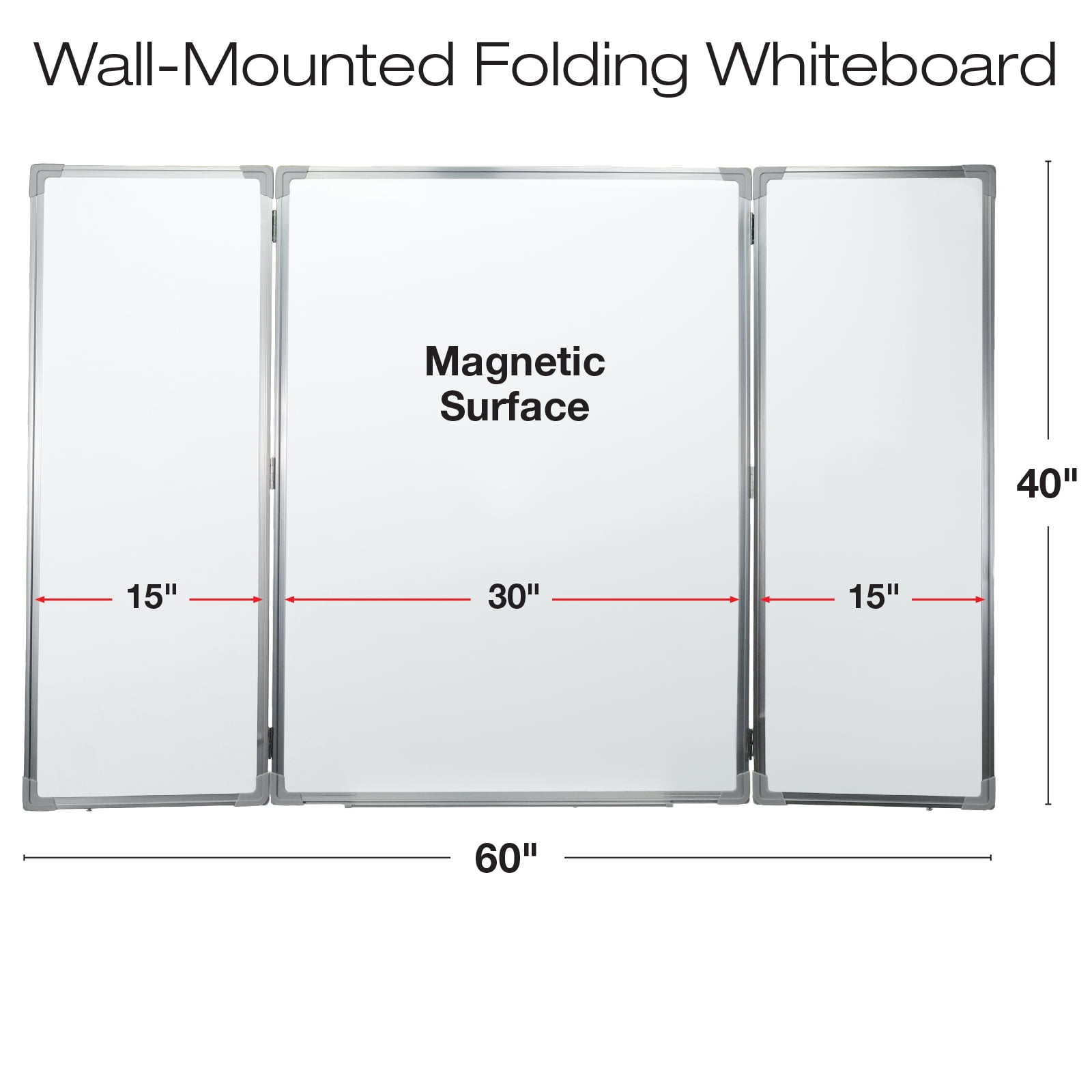 Excello Global Products 40" x 60" Wall Mounted Folding Whiteboard