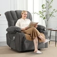 thumbnail image 3 of HSUNNS Recliners Lift Chair for Elderly, Living Room Cotton Recliner Chair with Massage and Heat, Single Sofa with USB Port, Cup Holder, Side and Front Pocket, Grey, 3 of 11