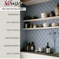 thumbnail image 5 of S4Sassy Boho Block Print Wallpaper - Asian Style Walls Covering, 25 x 120 Self-Adhesive Vinyl Wall Paper, Decorative Wallwrap, Easy DIY Wall Covering For Bedroom, Living Room, Living Spaces - Blue, 5 of 8