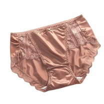 Diufon Womens Panties Elastic Midi Waist Full Coverage Underpants Solid Color Lace Patchwark Briefs