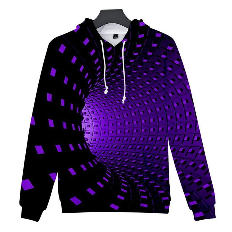 Purple Men Hoodies Polyester Men s Fashion Hoodies Sweatshirts Champion Sweatshirt Unisex Men s 3D Printing Creative Round Neck Casual Long Shirts Top Blouse Walmart