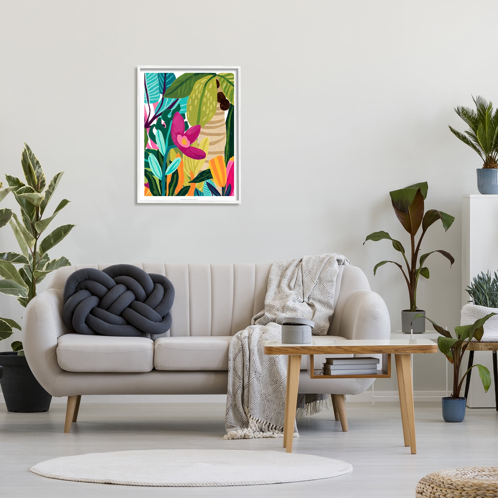 Stupell Island Thicket Bold Tropical Plants Botanical & Floral Painting White Framed Art Print Wall Art