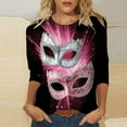thumbnail image 5 of Craaazy Mardi Gras Shirts for Women 3/4 Sleeve Casual Loose Crewneck Carnival Tops Fashion Colorful Blouses Gifts, 5 of 5