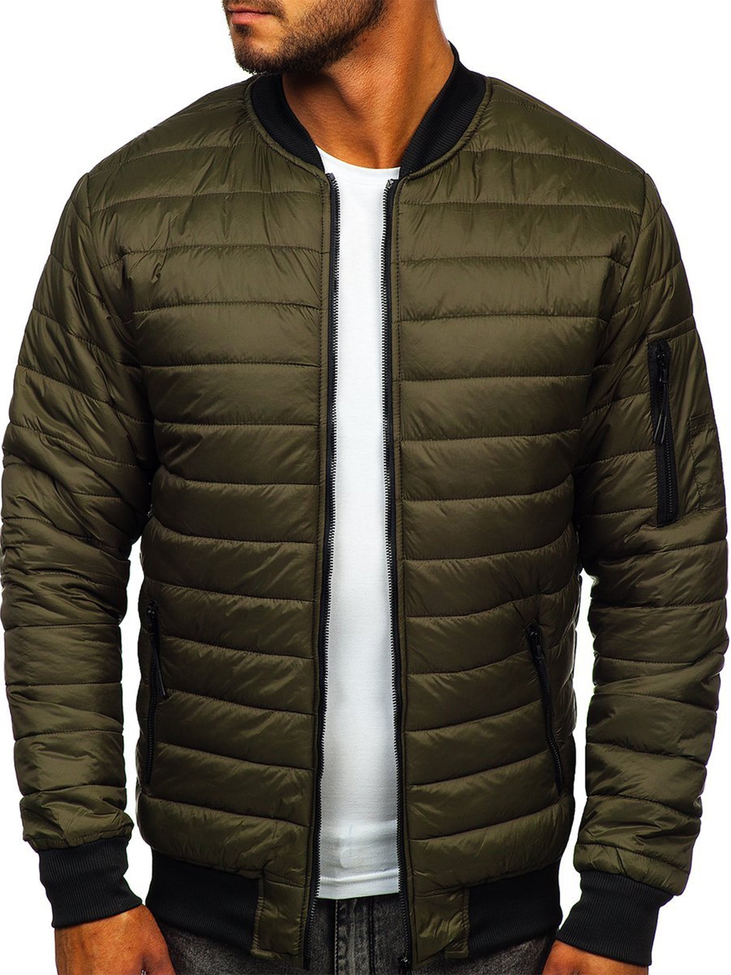 Men’s Bomber Jacket Slim Fit NRUTUP Subtle Print Flight Jacket Lightweight Windbreaker Full Zip Varsity Jacket Casual