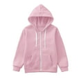 thumbnail image 3 of MEZZALL Sweatshirt Solid Color Jackets Hoodie Tops Long Sleeve Zip Up Girls Kids Boys Coat&jacket Trendy Toddler Dailywear, Pink, 6-7 Years, 3 of 5
