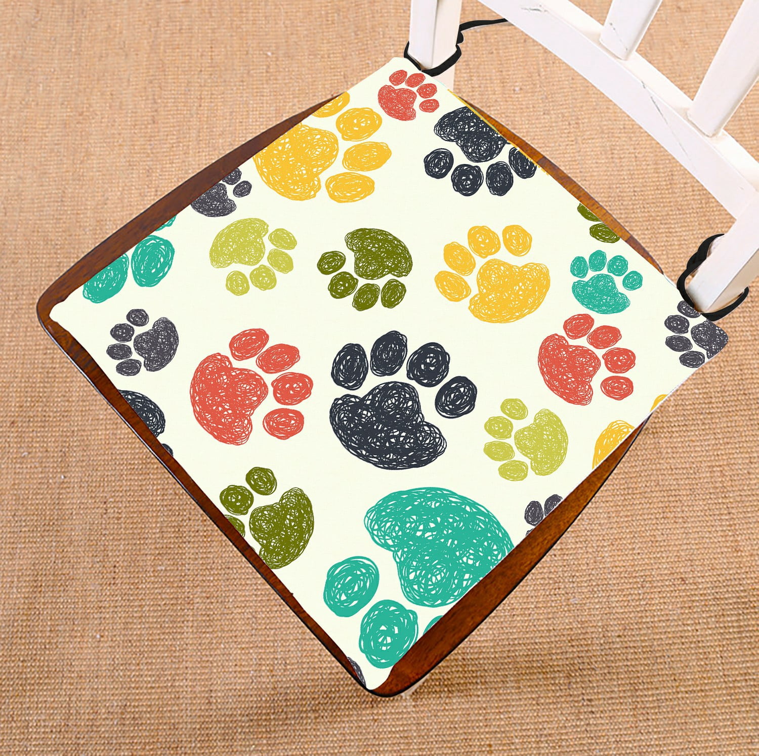 ECZJNT Cute colorful doodle paw prints Animal seat pad chair pads seat