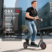 OBX 350W Electric Scooter for Adults, 18MPH & 16 Miles Long Range, 8.5 Solid Tires, Folding Commuting E-Scooter with Dual Brake System & App Control