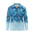 thumbnail image 4 of Yuyamidu Blue Scale Women Long Sleeve Golf Shirt Camfy Athletic Tennis Shirts Fashion Golf Clothes Workout Tops Pullover Running Hiking Activewear Size 2XL, 4 of 8