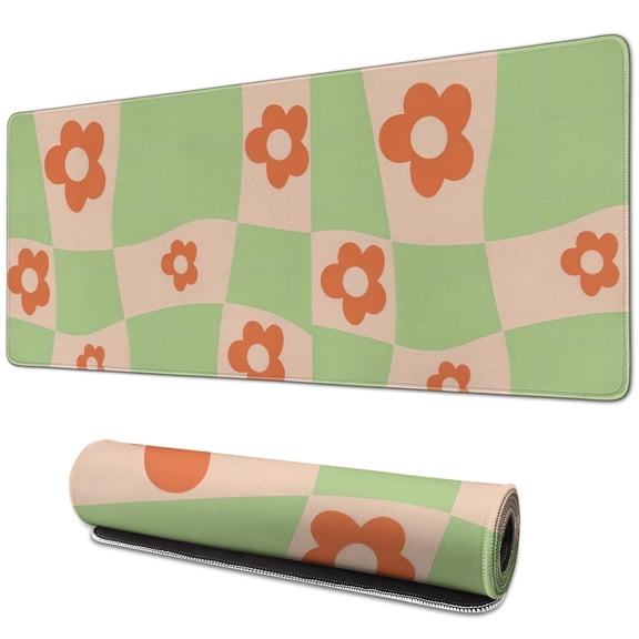 Transform Your Gaming & Office with Green Groovy Flowers Mouse Pad - Large 31.5x11.8 inch Non-Slip Desk Pad for Women Who Love Style