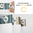 thumbnail image 5 of Teal Boho Stripes No Hook Shower Curtain Waterproof, Bathroom Curtains with Snap in Liners and See Through Top Window, Modern Bohemia Brown Beige Texture Hotel Style Bathtub Curtains Shower 60"Wx72"L, 5 of 8