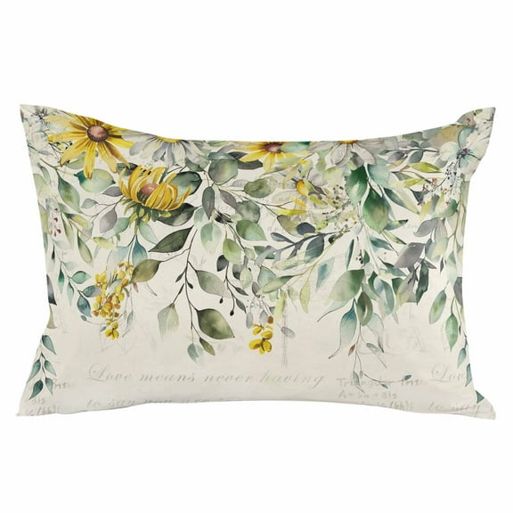 Vintage Botanical Floral Leaves Throw Pillow Cover, Pillowcase Protectors with Zipper, Breathable Decorative Lumbar Pillow Case Cover, Pillow Shams for Couch Sofa 16x24Inch