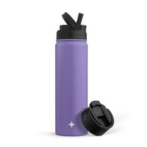 JoyJolt Triple Insulated Water Bottle with Flip Lid & Sport Straw Lid - 22 oz - Purple