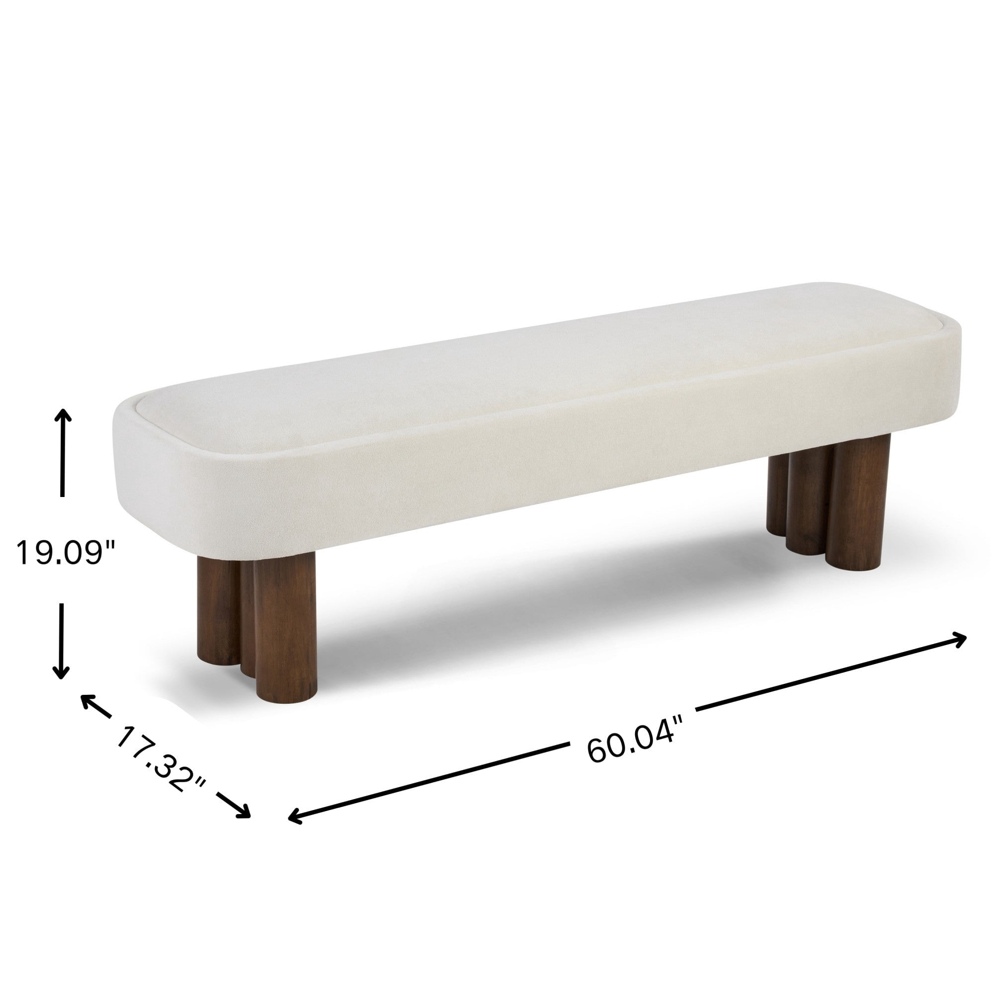 Sailvan 60" Boucle Dining Bench,Upholstered Kitchen Seating with Walnut Legs,Modern Indoor Bench for Entryway and Living Room Beige