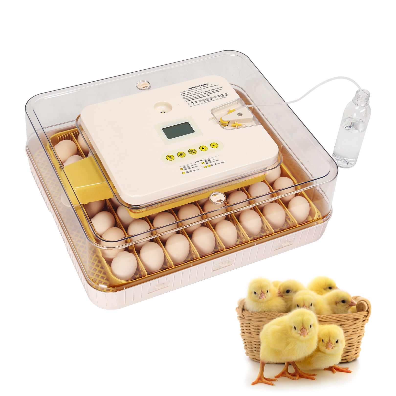 Adnoom 56 Egg Incubator Chicken Incubators for Hatching Eggs with Automatic Egg Turner and Humidity Temp Control, Egg Hatcher Incubator with Egg Candler for Chicken Ducks Bird Quail,Yellow