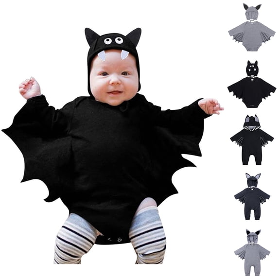 Baby Toddler Bat for Girls Long Sleeve Romper Jumpsuit with Hats Two Piece Set Unisex Girl Halloween Dress up Party Clothes Size 3-24 Months
