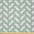 thumbnail image 2 of Ambesonne Herringbone Fabric by the Yard Microfiber, Geometric Vintage Art, 5 Yards, White and Dark Taupe, 2 of 2