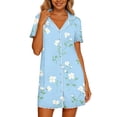 thumbnail image 3 of Yeaiivve Button Down Nightgowns for Women Cute Bow Print Short Sleeve Nightshirts Boyfriend Shirt Sleepdress Soft Pajama Dress Multicolor,S, 3 of 7