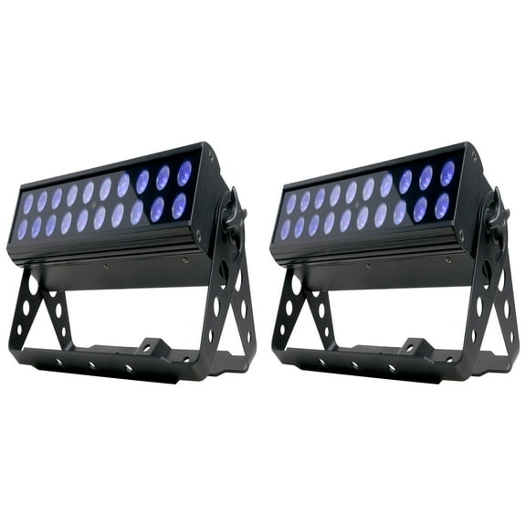 (2) American DJ UV LED BAR20 IR DMX Ultraviolet Bar Wash Blacklights with Remote