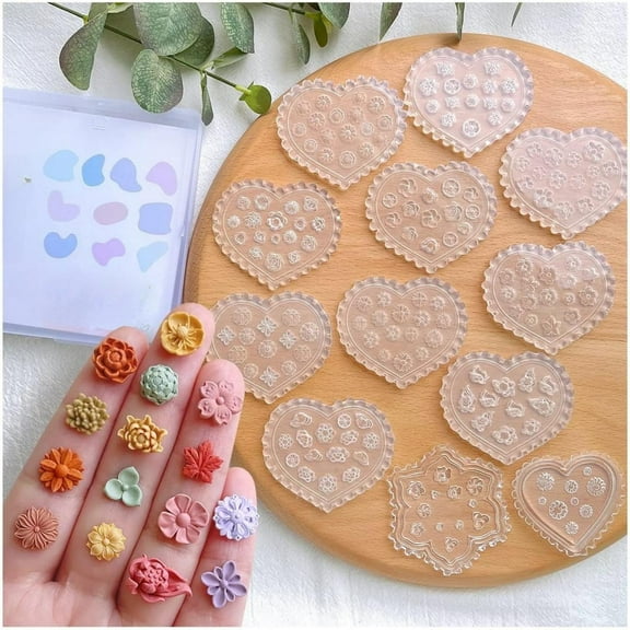 Polymer Clay Molds - 12 pcs Mini Floral Clay Molds for Jewelry Making, Earring Decoration (Substitute Polymer Clay Cutters)