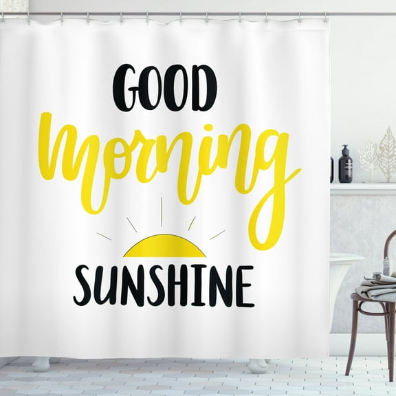 Ambesonne Wording Shower Curtain, Morning Sunshine, 69"Wx75"L, Black Yellow and White